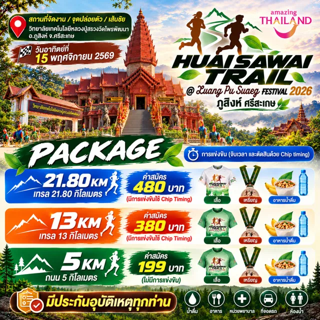 PACKAGE · ค่าสมัคร — HUAI SAWAI TRAIL @ LUANG PU SUAEG FESTIVAL 2026
